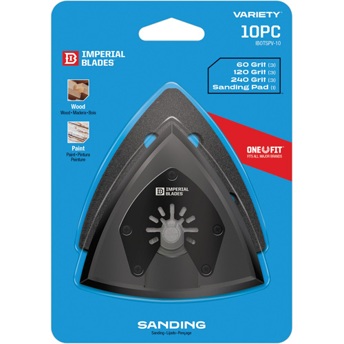Patin de ponçage triangulaire pour outil oscillant et assortiment de papiers abrasifs One Fit Les Fournitures Industrielles Méga