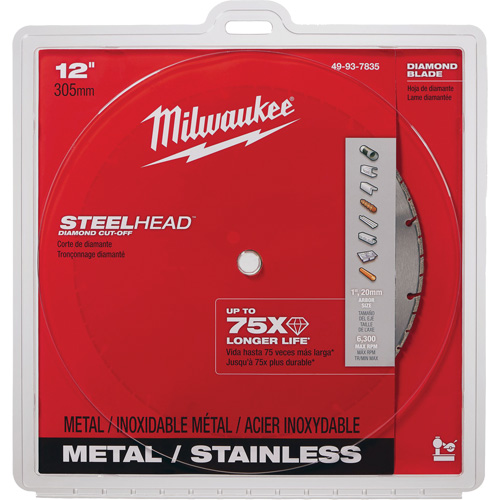 Lame &agrave; tronçonner au diamant Steelhead, 12", Pour M&eacute;tal Les Fournitures Industrielles Méga