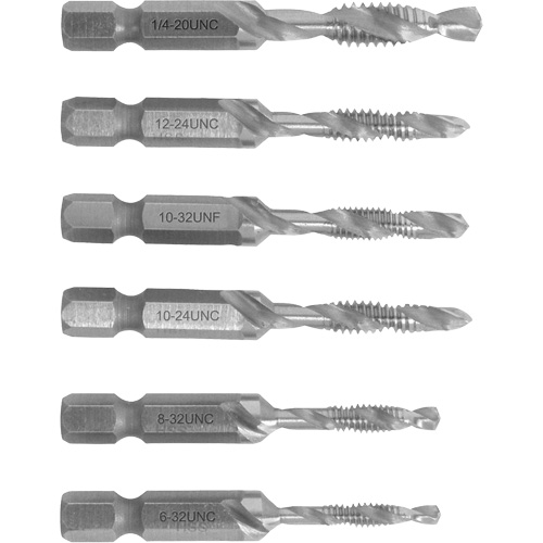 6-32 to 1/4-20 Drill Tap Set, 6 Pieces Les Fournitures Industrielles Méga