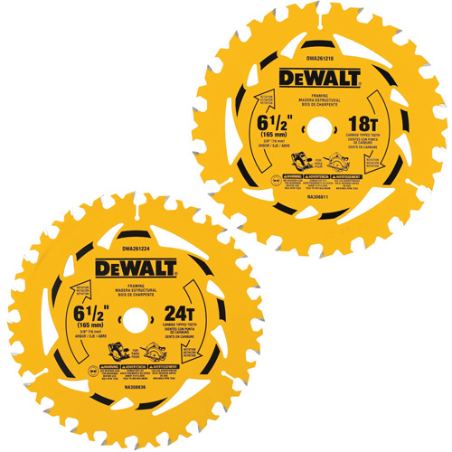 Assortiment de lames de scie circulaire, 6-1/2", 18/24 dents, Pour Bois Les Fournitures Industrielles Méga
