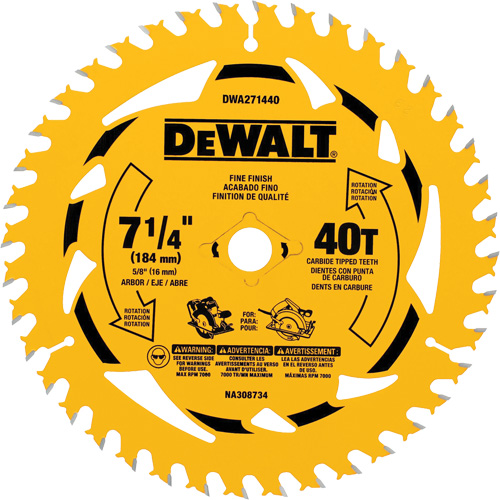Lame de scie circulaire, 7-1/4", 40 dents, Pour Bois Les Fournitures Industrielles Méga