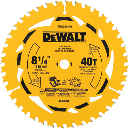 Lame de scie circulaire pour la coupe transversale, 8-1/4", 40 dents, Pour Bois Les Fournitures Industrielles Méga