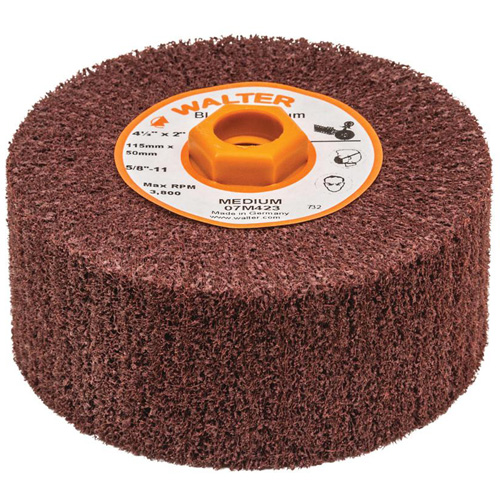 Tambour de conditionnement de surface Blendex, 4-1/2" dia. x 2" la, 5/8"-11 Arbre, Grain Moyen Les Fournitures Industrielles Méga