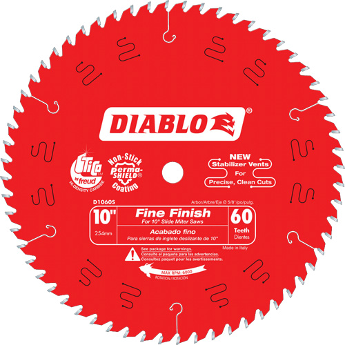 Contractor Saw Blades - Fine Finishing Saw Blades, 10", 60 Teeth, Wood Use Les Fournitures Industrielles Méga
