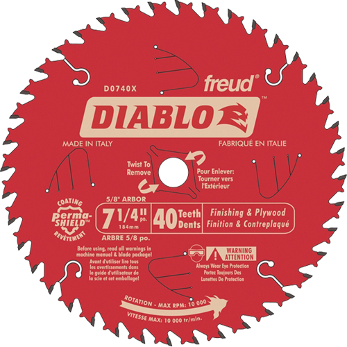Contractor Saw Blade - Finishing Saw Blades, 7-1/4", 40 Teeth, Wood Use Les Fournitures Industrielles Méga