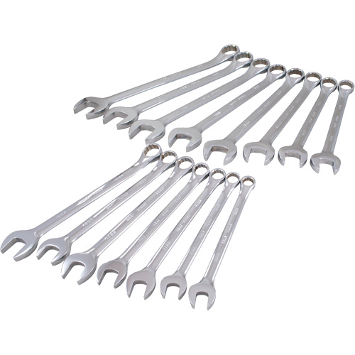 Mirror Chrome Wrench Set, Combination, 15 Pieces, Metric Les Fournitures Industrielles Méga