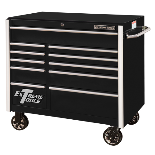 Armoire roulante pour outils s&eacute;rie RX, 11 tiroirs, 41-1/2" la x 25-1/2" p x 40-1/2" h, Noir Les Fournitures Industrielles Méga