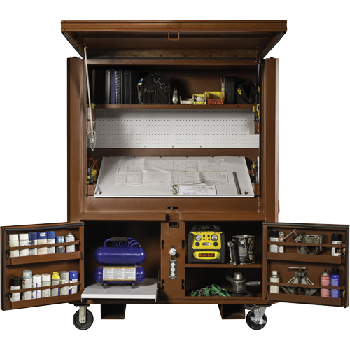 Field Office Jobsite Box, 33" W x 63" D x 80" H, Steel, Red Les Fournitures Industrielles Méga