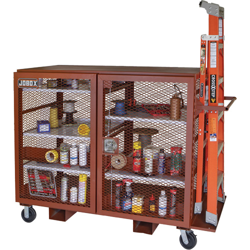 Armoire mobile en treillis, Acier, 49 pi³, Rouge Les Fournitures Industrielles Méga