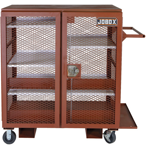 Mobile Mesh Cabinet, Steel, 37 Cubic Feet, Red Les Fournitures Industrielles Méga