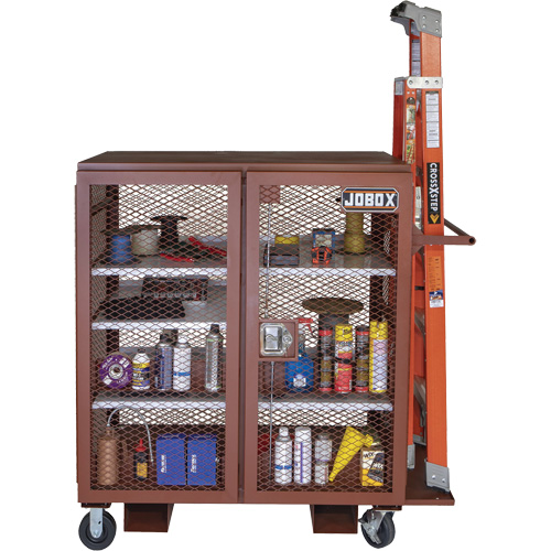 Mobile Mesh Cabinet, Steel, 37 Cubic Feet, Red Les Fournitures Industrielles Méga