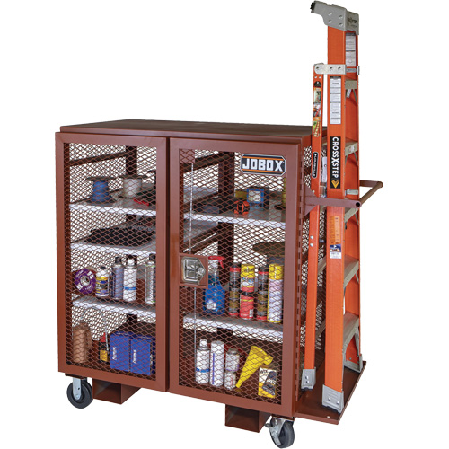 Mobile Mesh Cabinet, Steel, 37 Cubic Feet, Red Les Fournitures Industrielles Méga