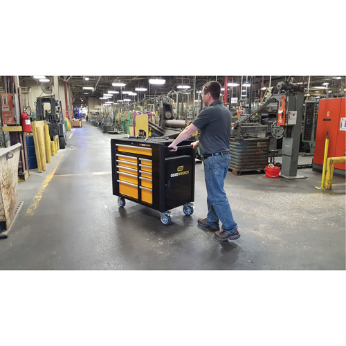 Powered Tool Cart, 11 Drawers, 42-1/2" W x 24-7/16" D x 41" H, Black/Orange Les Fournitures Industrielles Méga
