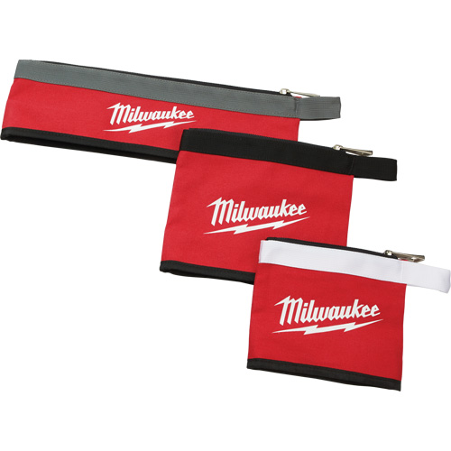 Multi-Size Zipper Pouches - Set of 3, Canvas, 3 Pockets, Black/Red Les Fournitures Industrielles Méga