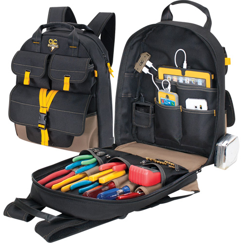 Sac &agrave; dos avec prises de recharge pour appareils &eacute;lectroniques, 13-1/2" lo x 5-1/4" la, Noir, Polyester Les Fournitures Industrielles Méga