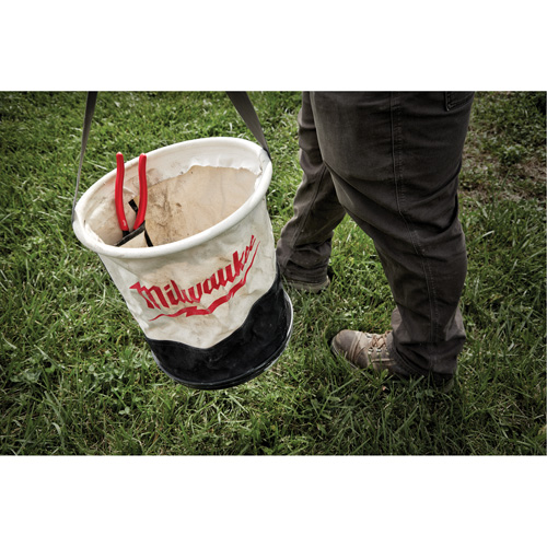 Utility Bucket, 11-4/5" L x 11-4/5" W x 14-3/5" H, Canvas, Beige/Black Les Fournitures Industrielles Méga