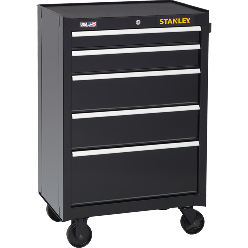 300 Series Rolling Tool Cabinet, 5 Drawers, 26-1/2" W x 18" D x 40-1/2" H, Black Les Fournitures Industrielles Méga