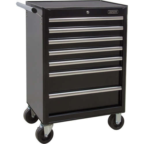 Industrial Tool Cart, 7 Drawers, 27" W x 18-3/4" D x 39" H, Black Les Fournitures Industrielles Méga