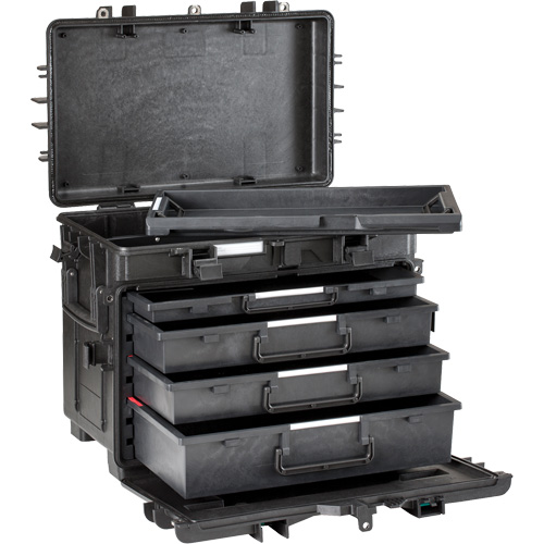Military Mobile Tool Chest With Drawers, 4 Drawers, 22-4/5" W x 15" D x 18" H, Black Les Fournitures Industrielles Méga