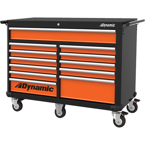 Armoire roulante, 12 tiroirs, 53" la x 24" p x 41" h, Noir/Orange Les Fournitures Industrielles Méga