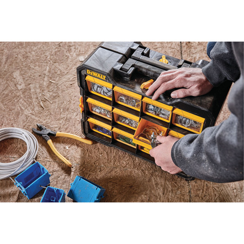 Organisateur Flip-Bin, 3-7/8" la x 17-3/4" p x 13-7/8" h, Noir/Jaune Les Fournitures Industrielles Méga