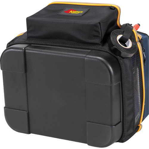 Molded Base Electrical/HVAC Tool Carrier, Ballistic Polyester, 20 Pockets, Black/Blue Les Fournitures Industrielles Méga