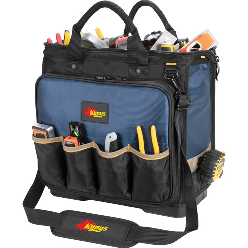 Sac &agrave; outils pour technicien &agrave; base moul&eacute;e et &agrave; compartiments multiples, Polyester balistique, 54 pochettes, Noir/Bleu Les Fournitures Industrielles Méga