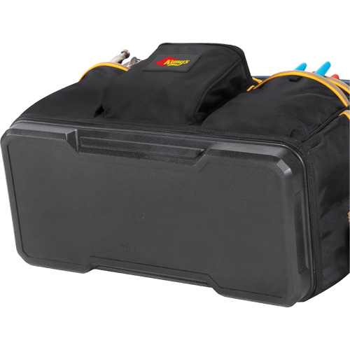 Molded Base Contractor's Closed-Top Tool Bag, Ballistic Polyester, 29 Pockets, Black/Blue Les Fournitures Industrielles Méga