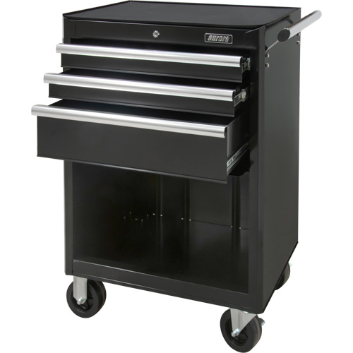 Industrial Tool Cart, 3 Drawers, 29-4/5" W x 21-1/5" D x 38-4/5" H, Black Les Fournitures Industrielles Méga