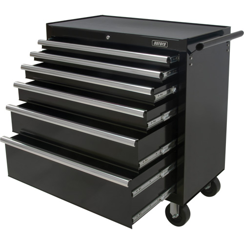 Industrial Tool Cart, 6 Drawers, 39" W x 20-4/5" D x 38-1/2" H, Black Les Fournitures Industrielles Méga
