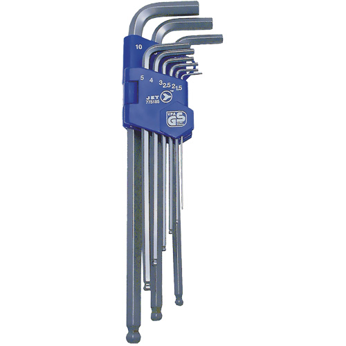 JBHK-9XLM Extra Long Ball Nose Hex Key Set, 9 Pcs., Metric Les Fournitures Industrielles Méga