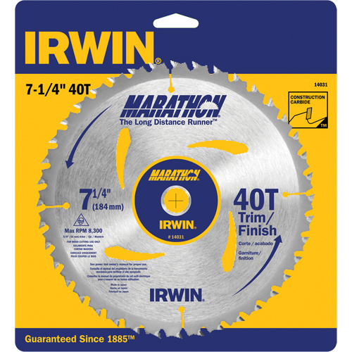 Contractor Saw Blades - Marathon&reg; Saw Blades, 7-1/4", 40 Teeth, Wood Use Les Fournitures Industrielles Méga