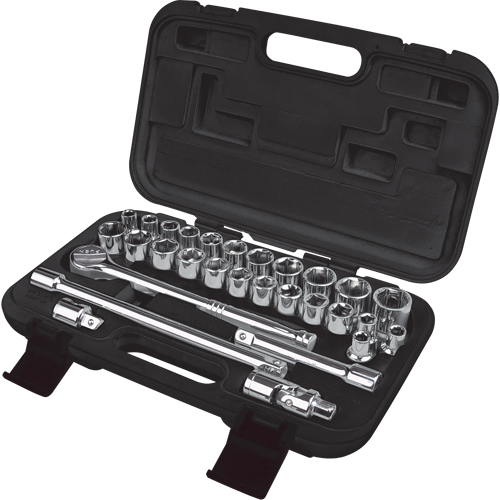 SAE/Metric Socket Set, 29 Pcs, 1/2" Drive Size Les Fournitures Industrielles Méga