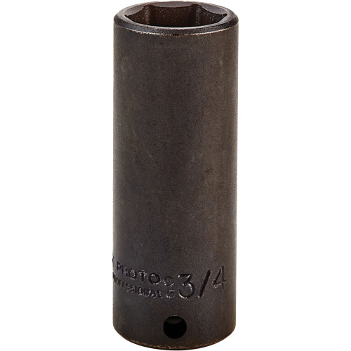 Socket, Impact, 3/4", 3/8" Drive, 6 Points, Deep Les Fournitures Industrielles Méga
