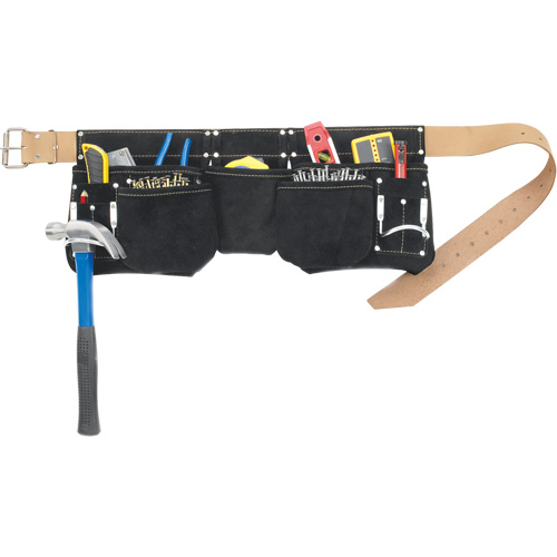 Journeyman's Carpenter Tool Belt, Leather, Black Les Fournitures Industrielles Méga