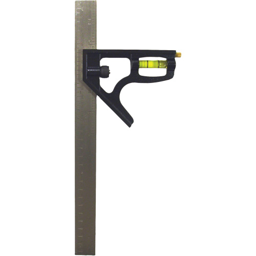 &eacute;querre combin&eacute;e pouces/m&eacute;trique, 12" lo, 1/8"/1/16"/1/32"/1 mm Graduations, Acier inoxydable, Ordinaire Les Fournitures Industrielles Méga