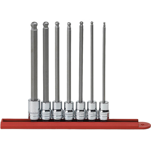Jeu de douilles SAE &agrave; embout sph&eacute;rique long, Hexagonale, Prise 3/8", 7 mr Les Fournitures Industrielles Méga