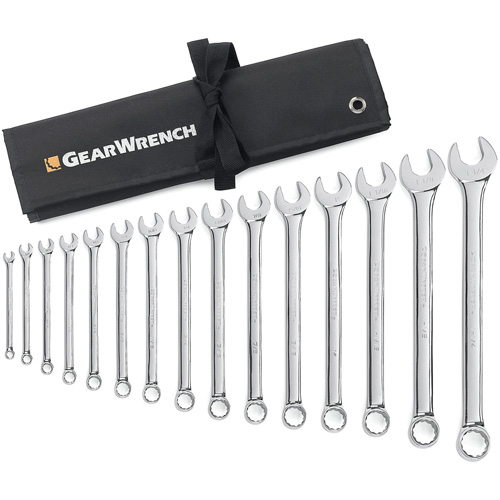 Jeu de cl&eacute;s longues &agrave; coupe &agrave; 12 pans avec pochette &agrave; outils roulable, Combinaison, 15 morceaux, Imp&eacute;rial Les Fournitures Industrielles Méga