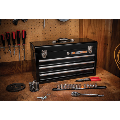 Boîte &agrave; outils portative, 20" la, 3 tiroirs, Noir Les Fournitures Industrielles Méga