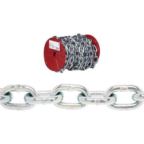 Chaîne ronde Proof Campbell, Acier &agrave; faible teneur en carbone, 3/16" x 100' (30,4 m) l, Calibre 30, Charge d'utilisation 800 lb (0,4 tonne) Les Fournitures Industrielles Méga
