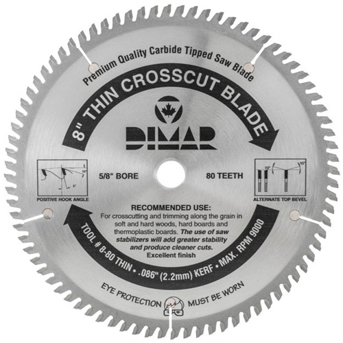 Industrial Saw Blade - Crosscut Thin Kerf, 8", 80 Teeth, Wood Use Les Fournitures Industrielles Méga