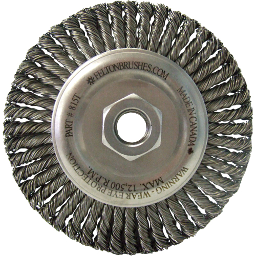 Wire Wheel Brushes, 4" Dia., 0.02" Fill, 5/8"-11 Arbor, Stainless Steel Les Fournitures Industrielles Méga