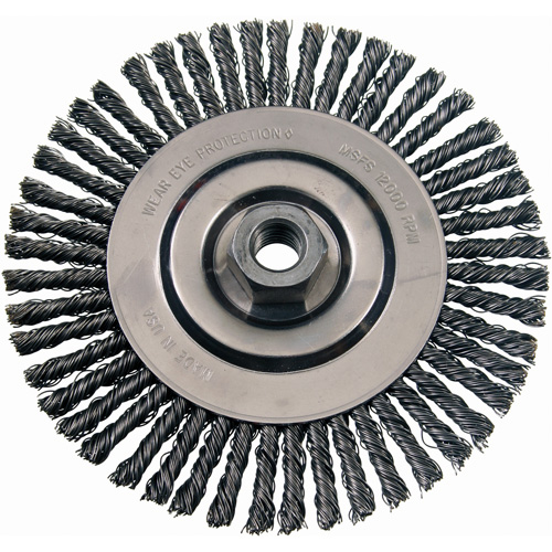 Wire Wheel Brushes, 4-7/8" Dia., 0.02" Fill, 5/8"-11 Arbor, Stainless Steel Les Fournitures Industrielles Méga