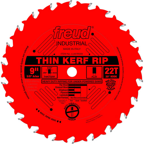 Lames de scie industrielle TCS - refente/coupe en travers &agrave; voie &eacute;troite, 9", 22 dents, Pour Bois Les Fournitures Industrielles Méga
