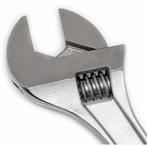 Adjustable Tapered Handle Wrench - Carded, 15" L, 1-11/16"/43 mm Max Width, Chrome/Polished Les Fournitures Industrielles Méga