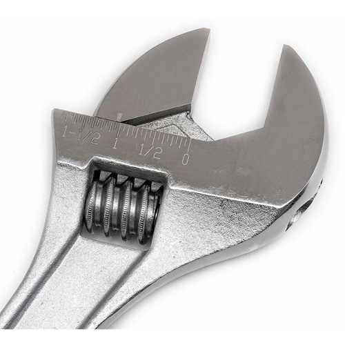 Adjustable Tapered Handle Wrench - Carded, 15" L, 1-11/16"/43 mm Max Width, Chrome/Polished Les Fournitures Industrielles Méga