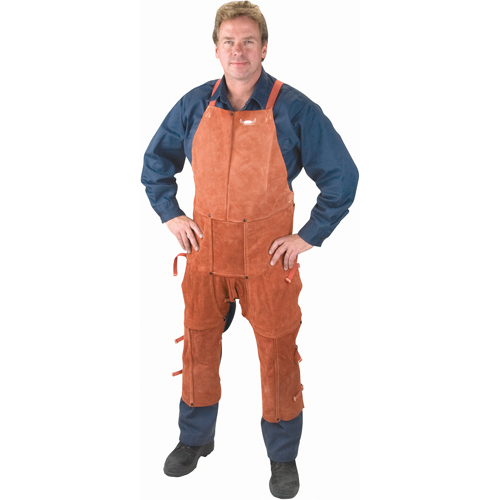 Tablier et jambi&egrave;res en cuir, Salopette &agrave; jambes fendues, 42" lo, Lava Brown Les Fournitures Industrielles Méga