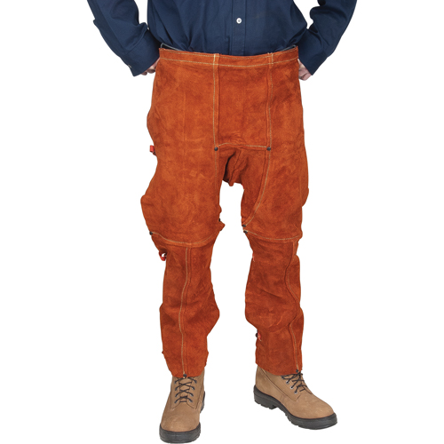 Tablier fendu aux jambes et jambi&egrave;res en cuir, 40" lo, Lava Brown Les Fournitures Industrielles Méga