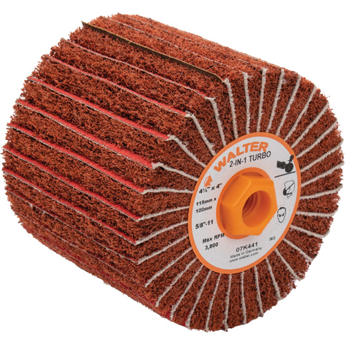 Tambours turbo Two-In-One, 4-1/2" dia. x 4" la, 5/8"-11 Arbre, Grain 60 Les Fournitures Industrielles Méga