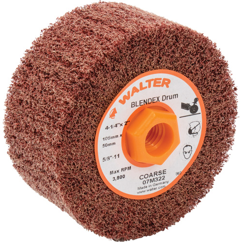 Tambour de conditionnement de surface Blendex ALLSTEEL, 4-1/4" dia. x 2" la, 5/8"-11 Arbre, Grain Cors&eacute; Les Fournitures Industrielles Méga